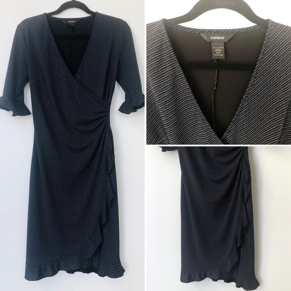 Express Dresses & Skirts - Express Wrap Dress 3/4 Flutter Sleeve Size 5/6